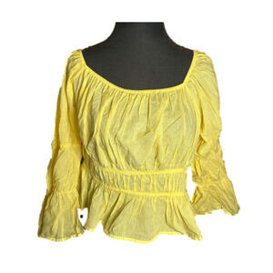 Wayf Smocked Puff Sleeve Blouse - Size XL